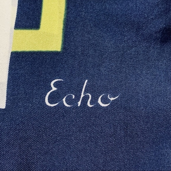 Echo Blue & Yellow Silk Scarf - Picture 3 of 6